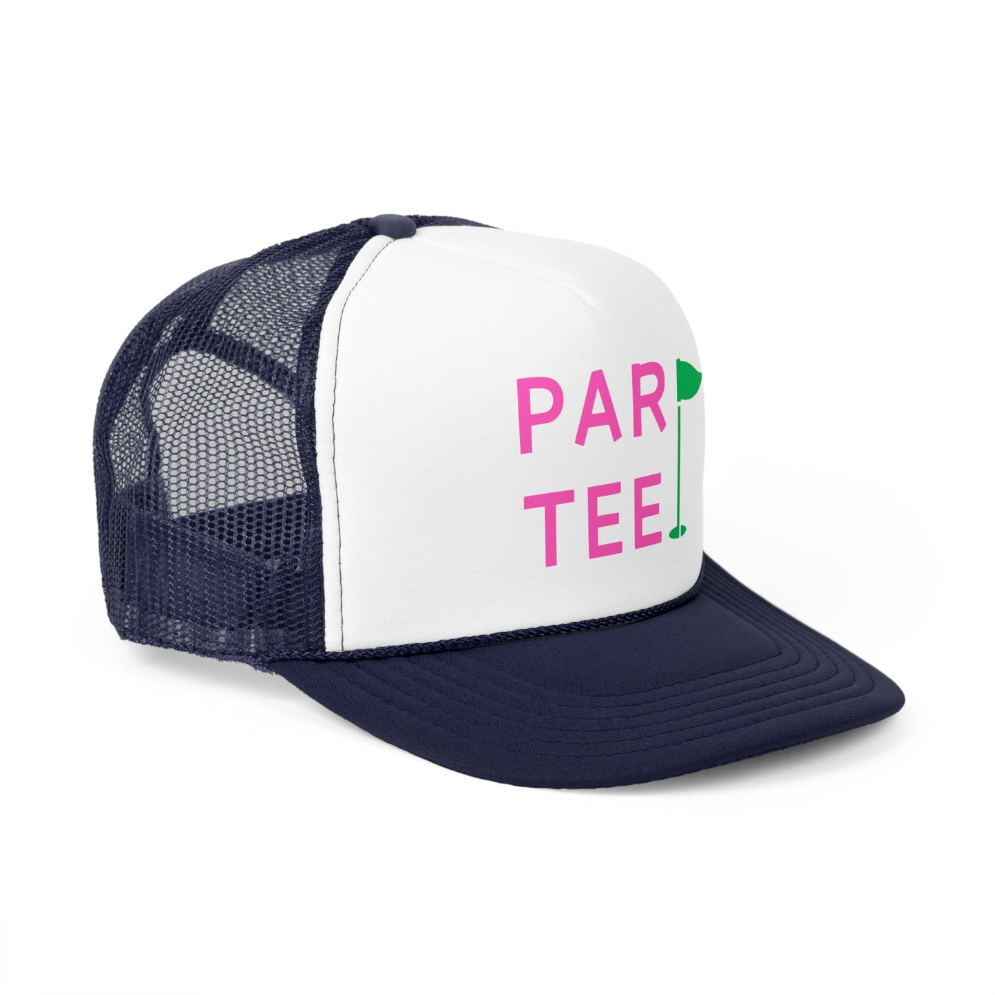 Par-Tee Golf Hat - Trucker Cap Style, Green Mesh Cap, One Size Fits All Adjustable Cap;