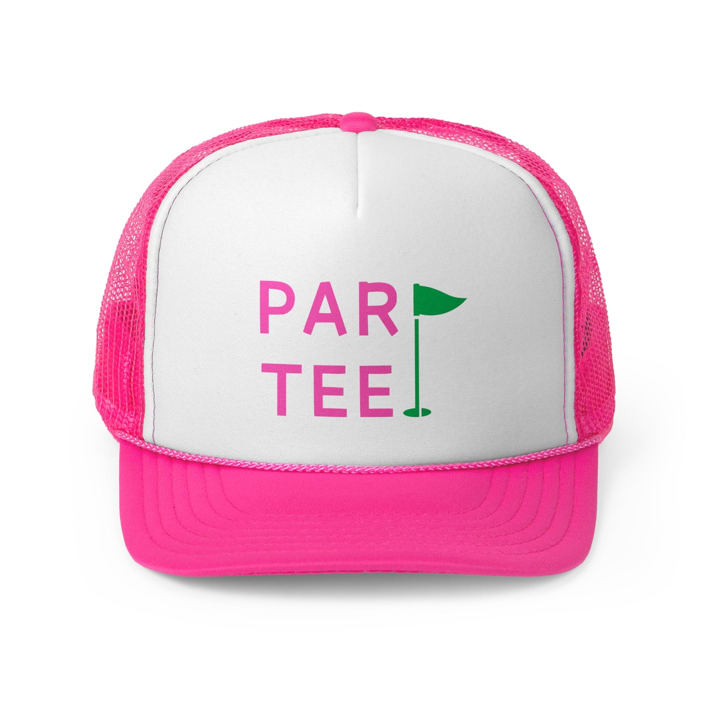 Par-Tee Golf Hat - Trucker Cap Style, Green Mesh Cap, One Size Fits All Adjustable Cap;