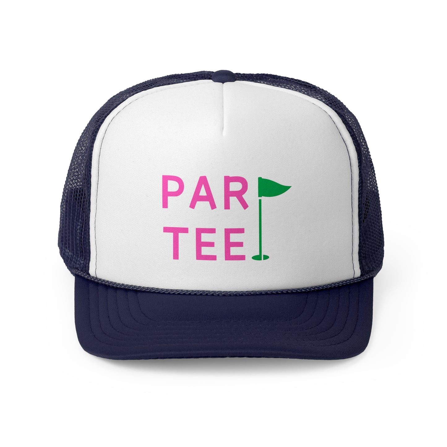 Par-Tee Golf Hat - Trucker Cap Style, Green Mesh Cap, One Size Fits All Adjustable Cap;