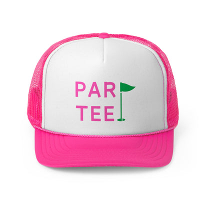 Par-Tee Golf Hat - Trucker Cap Style, Green Mesh Cap, One Size Fits All Adjustable Cap;