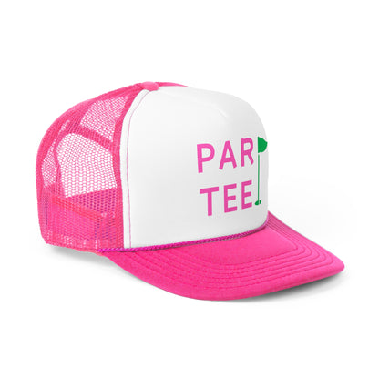 Par-Tee Golf Hat - Trucker Cap Style, Green Mesh Cap, One Size Fits All Adjustable Cap;
