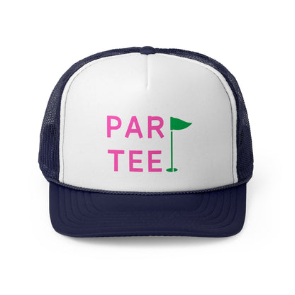 Par-Tee Golf Hat - Trucker Cap Style, Green Mesh Cap, One Size Fits All Adjustable Cap;